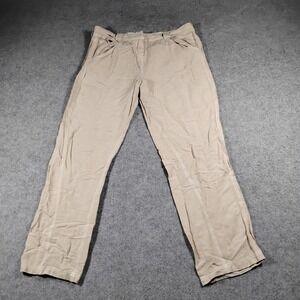 Georgie Tan Linen Blend Straight Leg Pants Size 4 Crown Button